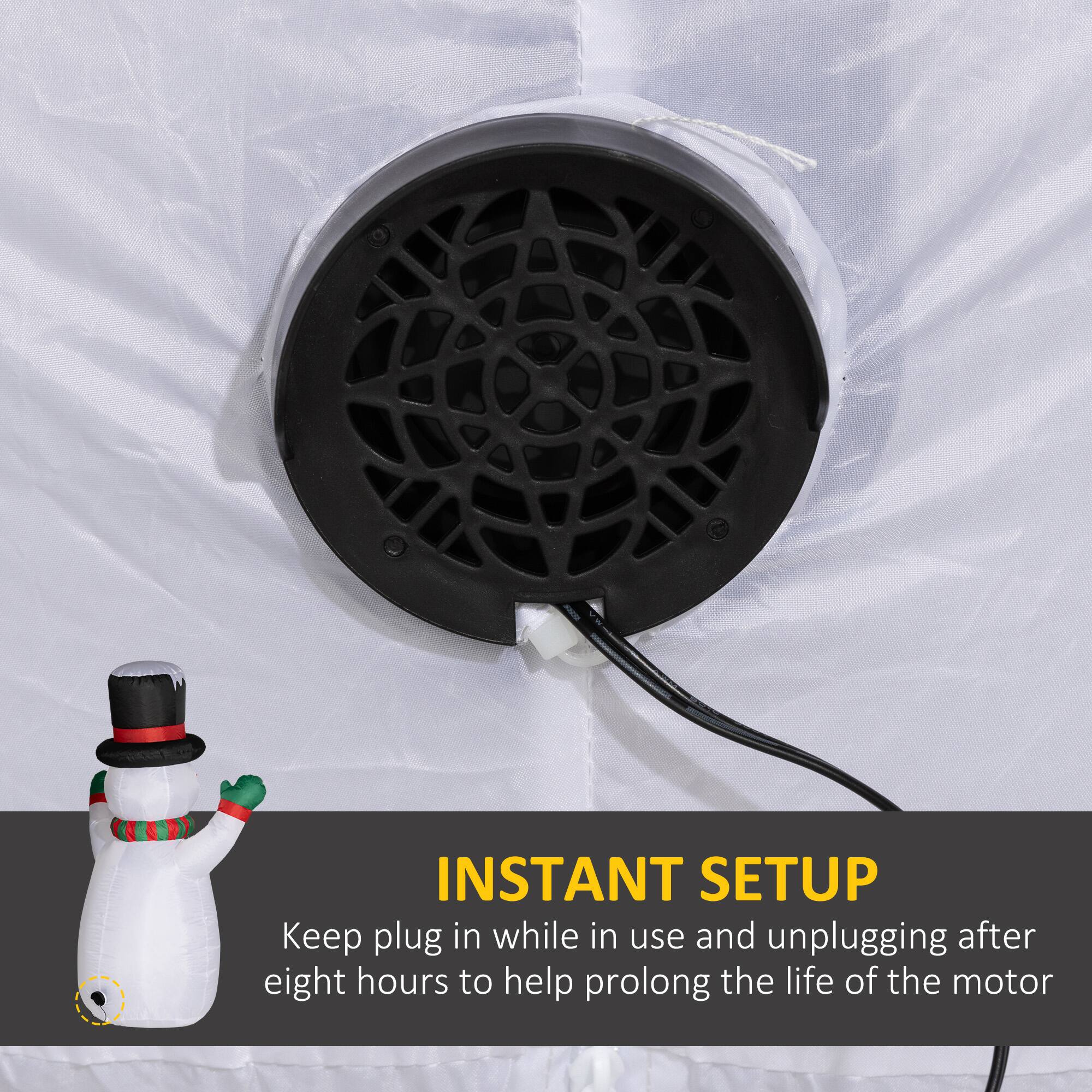 INSTANT SETUP  
Keep plug in while in use and unplugging after eight hours to help prolong the life of the motor