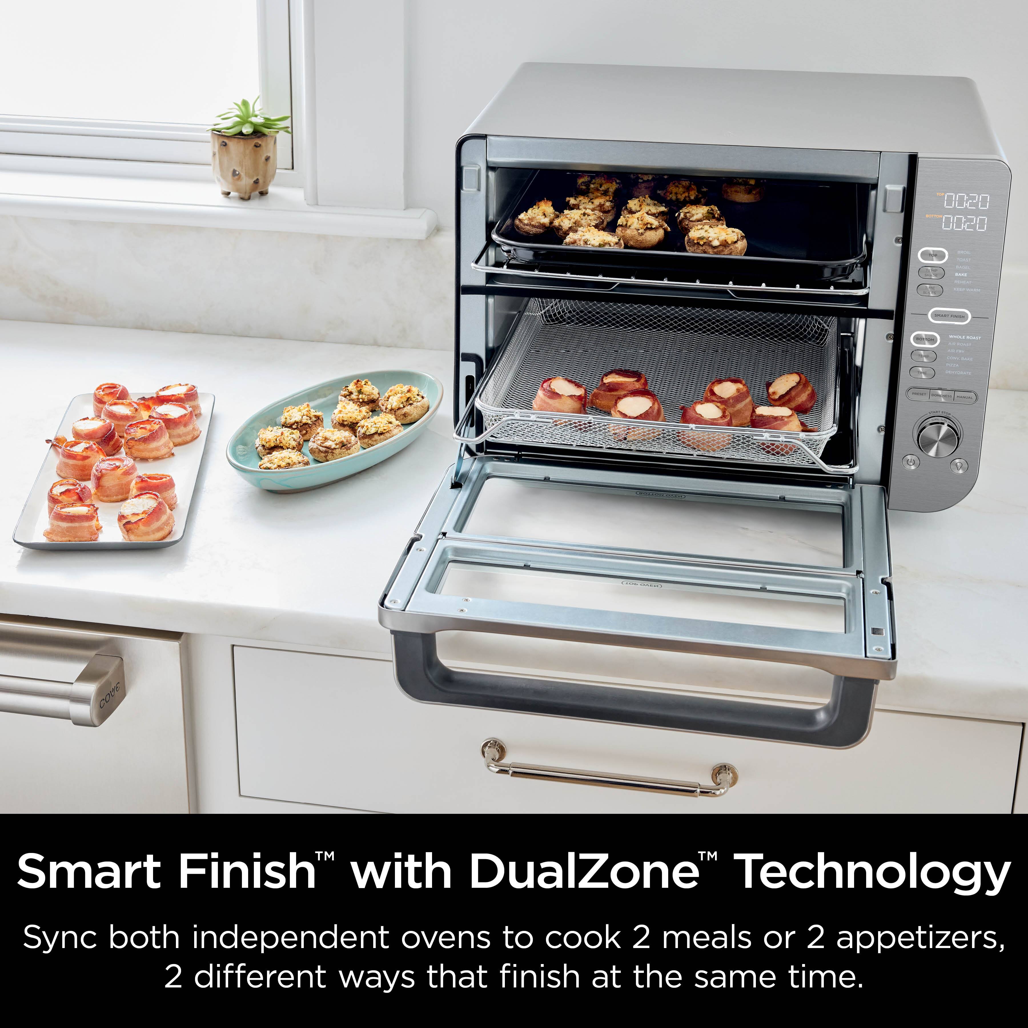 "Smart Finish with DualZone Technology: Sync both independent ovens to cook 2 meals or 2 appetizers, 2 different ways that finish at the same time."