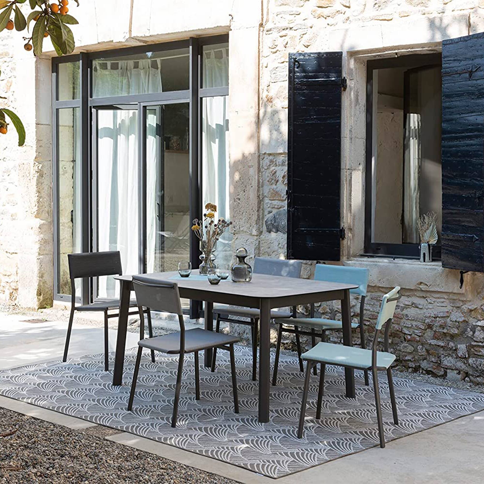 Alt View 8. Lafuma - Lafuma Batyline Duo ORON Outdoor Dining Armchair, Sand/Mistral Blue (Set of 2) - Sand Frame - Mistral Blue, Set of 2.