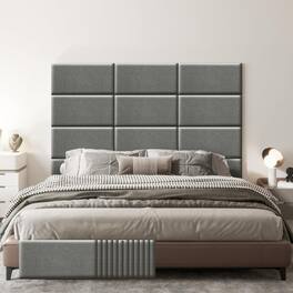 wowmax - Peel & Stick Padded Headboard for King Bed - Self-Adhesive Wall Panel, Easy DIY Installation (12-Pack, 23.6x11.8") - Gray