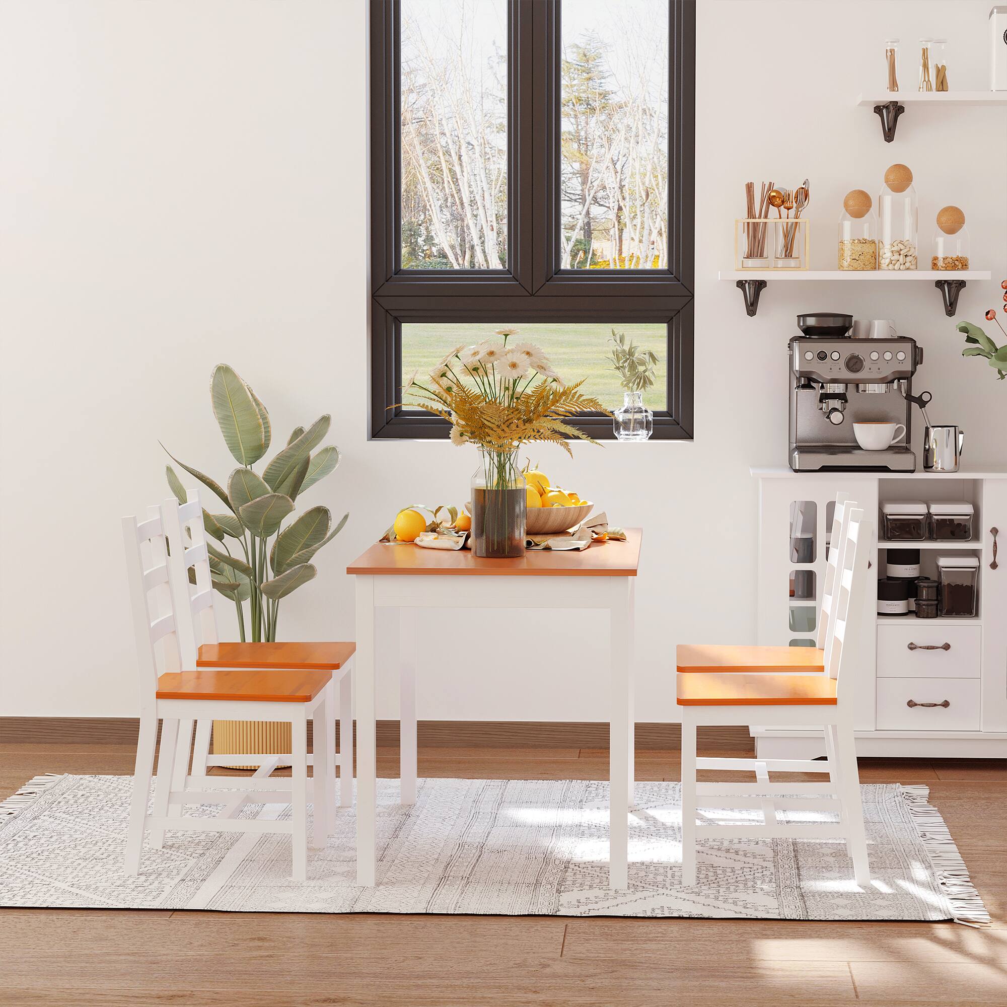 Alt View 8. Ecooso - Dining Table Set , 5 Piece Modern Kitchen Table and Chairs, Wood Dining Room Set for Small Spaces, Breakfast Nook - White.