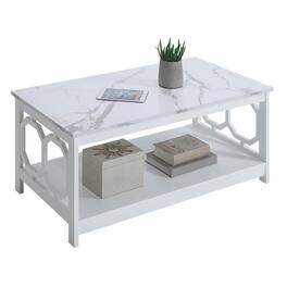 Convenience Concepts - Omega Coffee Table with Shelf - White Faux Marble/White/Marble