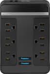 Rocketfish™ - 6 Outlet/2 USB Swivel Wall Tap 2100 Joules Surge Protector - Black