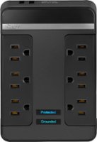 Rocketfish™ - 6 Outlet/2 USB Swivel Wall Tap 2100 Joules Surge Protector - Black - Front_Zoom