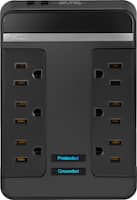 Rocketfish™ - 6-Outlet/2-USB Swivel Wall Tap Surge Protector - Black - Front_Zoom