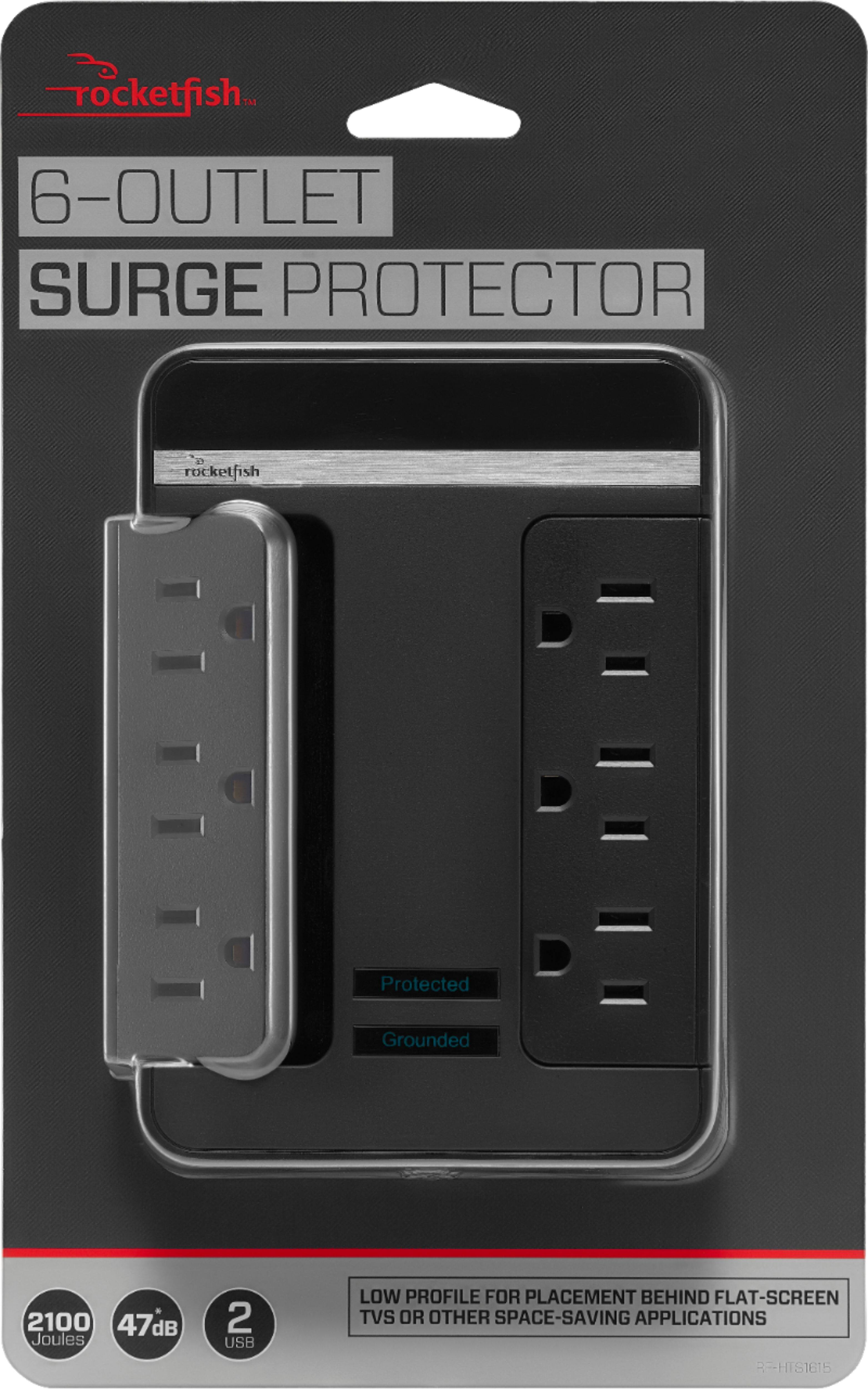 Alt View 13. Rocketfish™ - 6 Outlet/2 USB Swivel Wall Tap 2100 Joules Surge Protector - Black.