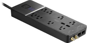 Rocketfish™ - 8 Outlet/2 USB 3600 Joules Surge Protector Strip - Black - Front_Zoom
