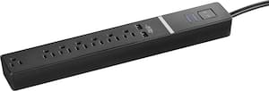 Rocketfish™ - 7-Outlet/2-USB Surge Protector Strip - Black - Front_Zoom