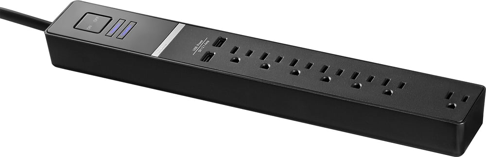 Alt View 11. Rocketfish™ - Rocketfish™ 7-Outlet/2-USB 2100 Joules Surge Protector Strip - Black.