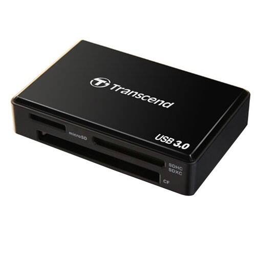 Front Standard. Transcend - RDF8 USB 3.0 Flash Card Reader - Black.