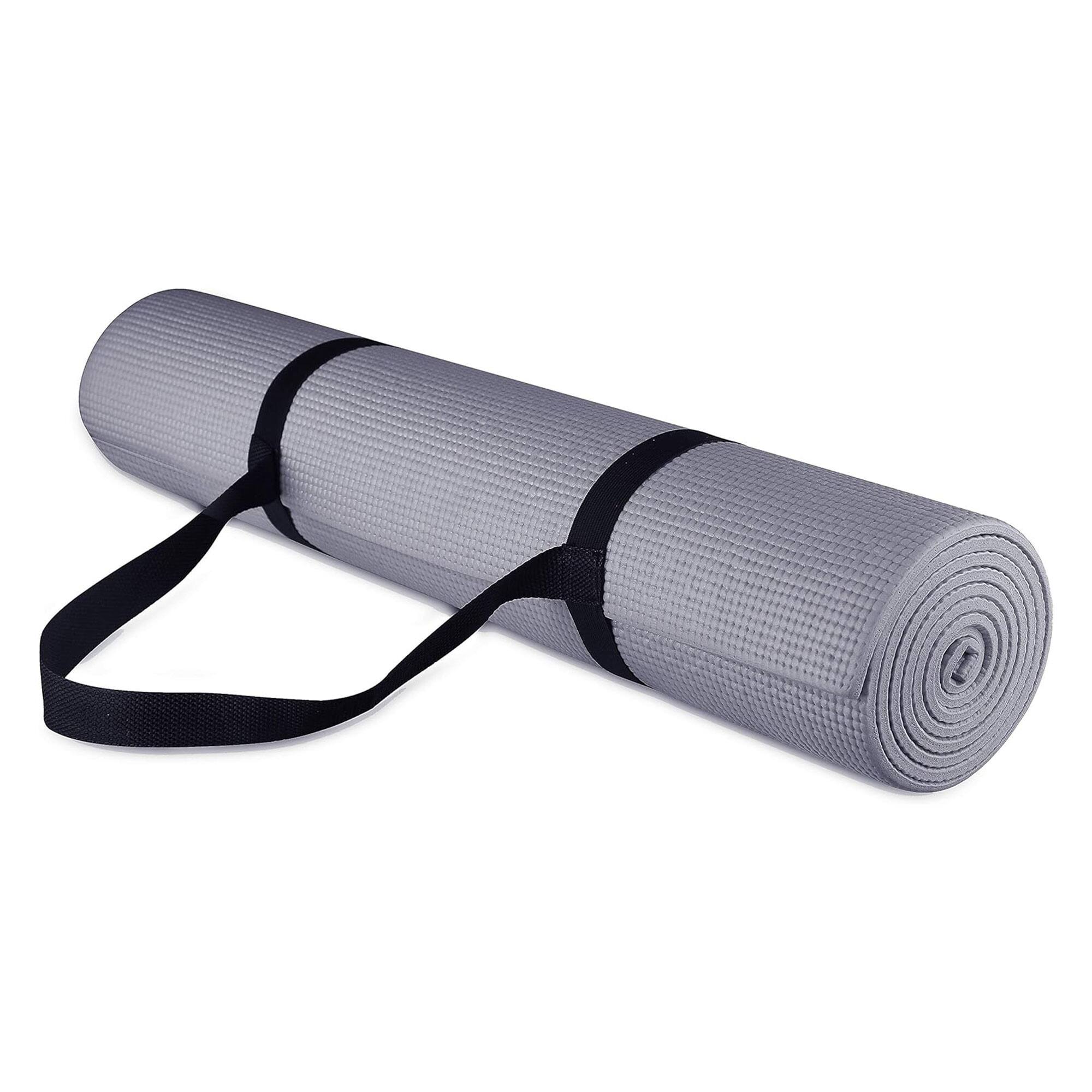 Alt View 1. Signature Fitness - Signature Fitness All Purpose High Density No Tear Exercise Mat w/Strap, Gray - Grey.