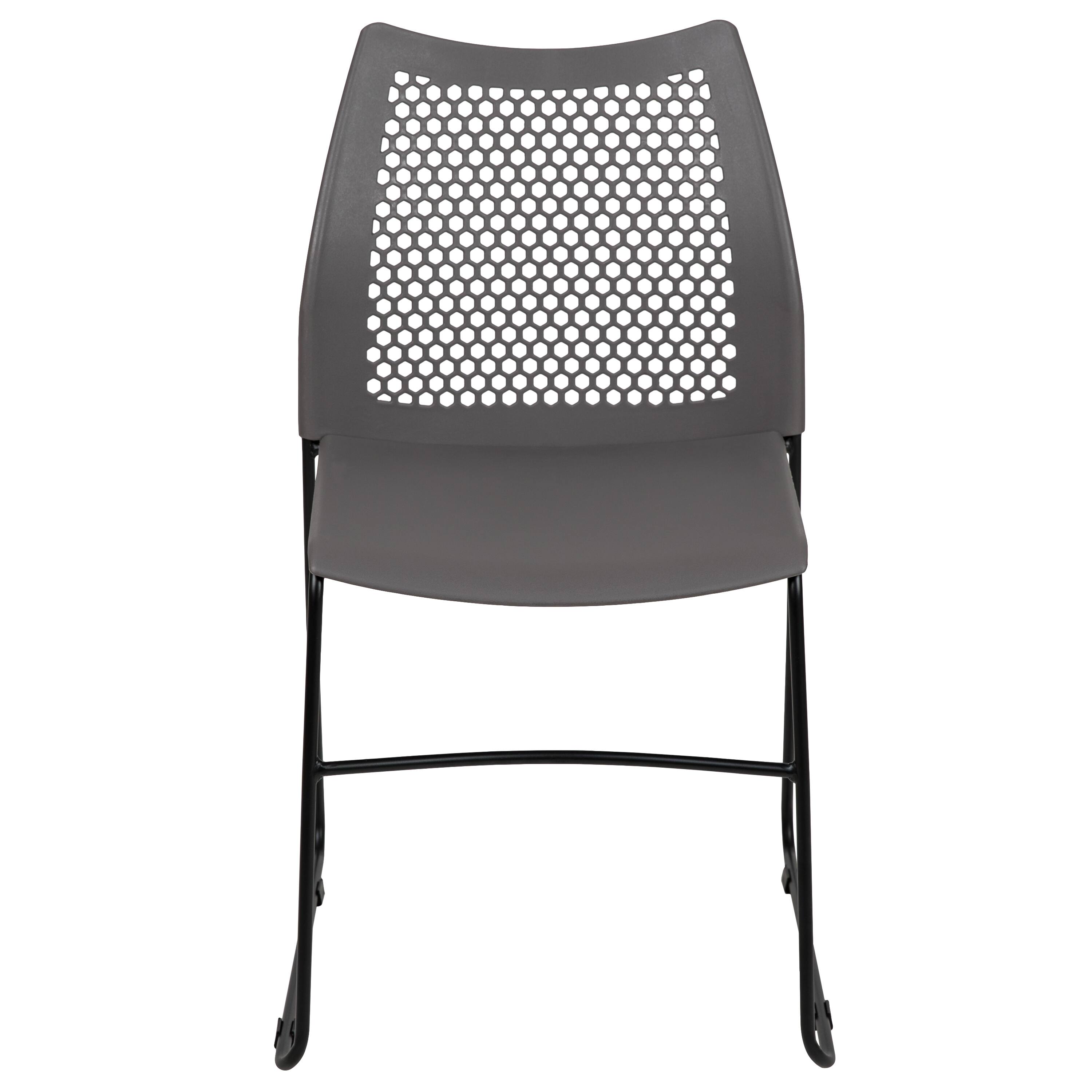 Alt View 7. Emma + Oliver - Home and Office Sled Base Stack Chair with Air-Vent Back - Guest Chair - Gray.
