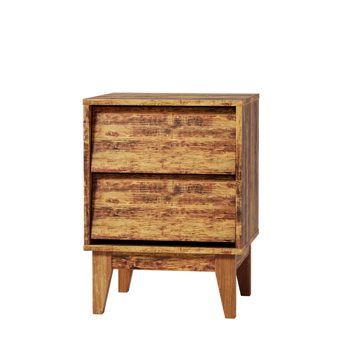 Alt View 3. Loheer - Loheer 2 Piece Nightstand Set, Mid Century Modern Brown MDF Bedroom Tables - Brown.