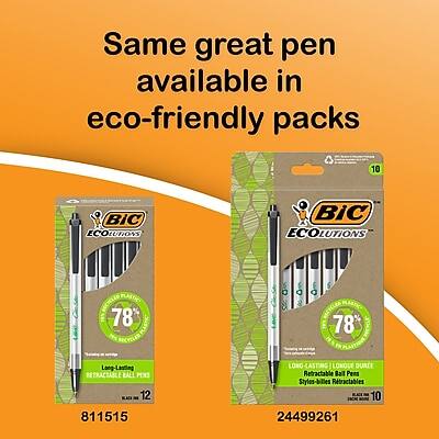 Same great pen available in eco-friendly packs

BIC ECOLUTIONS
Long-Lasting Retractable Ball Pens
10 Pack
811515

BIC ECOLUTIONS
Long-Lasting Retractable Ball Pens
10 Pack
24499261