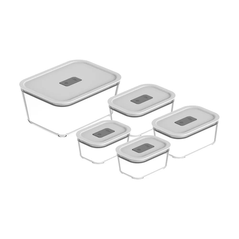 Alt View 10. OU - OU Glass Food Storage Container Set 10pc (set of 5) w Airtight Lid, Microwave & Freezer Safe.