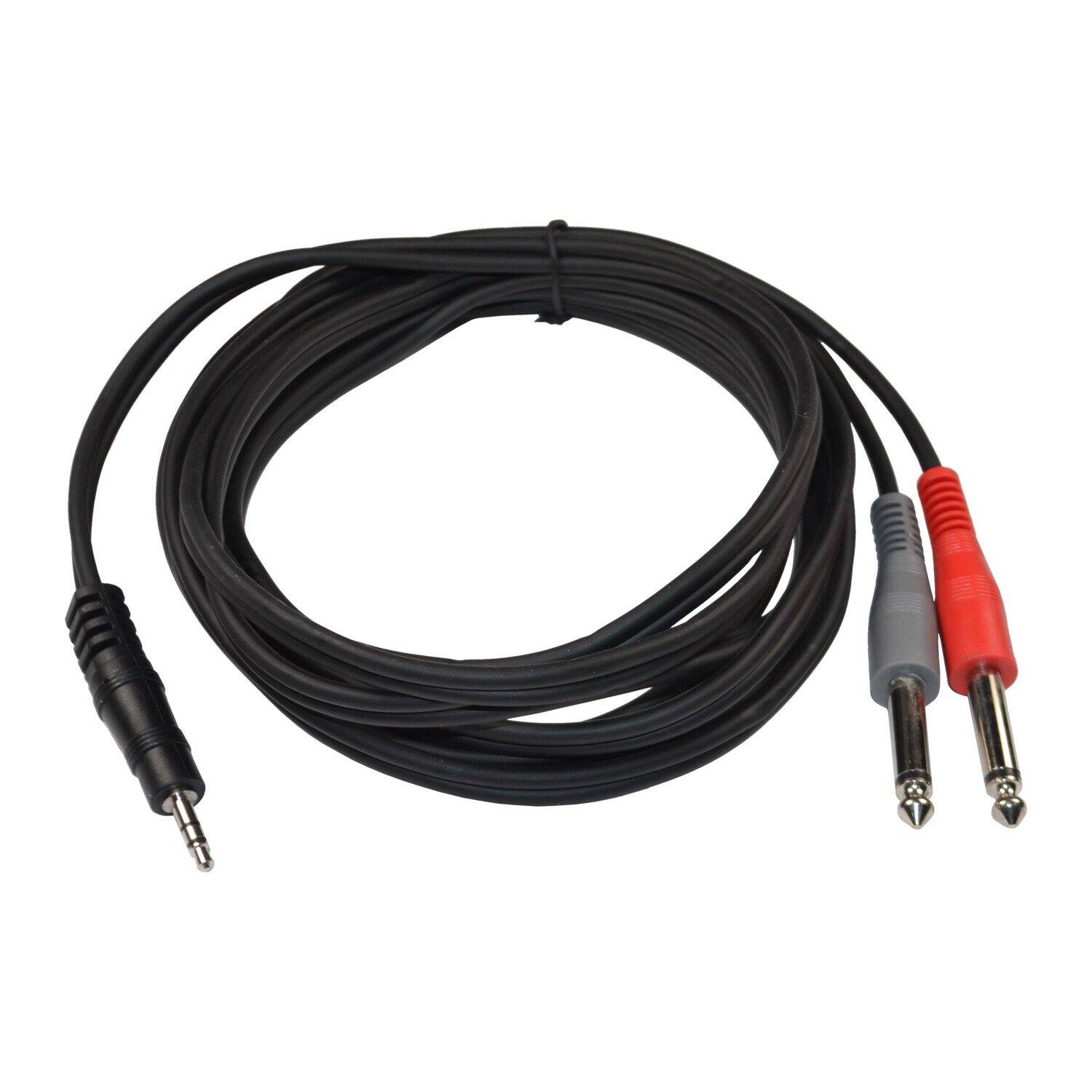 Angle. HQRP - 10 ft 3.5 mm TRS - Dual 1/4 in TS Stereo Breakout Audio Cable for Speakers, CD Players, MP3 Players, Smartphone, Laptop.