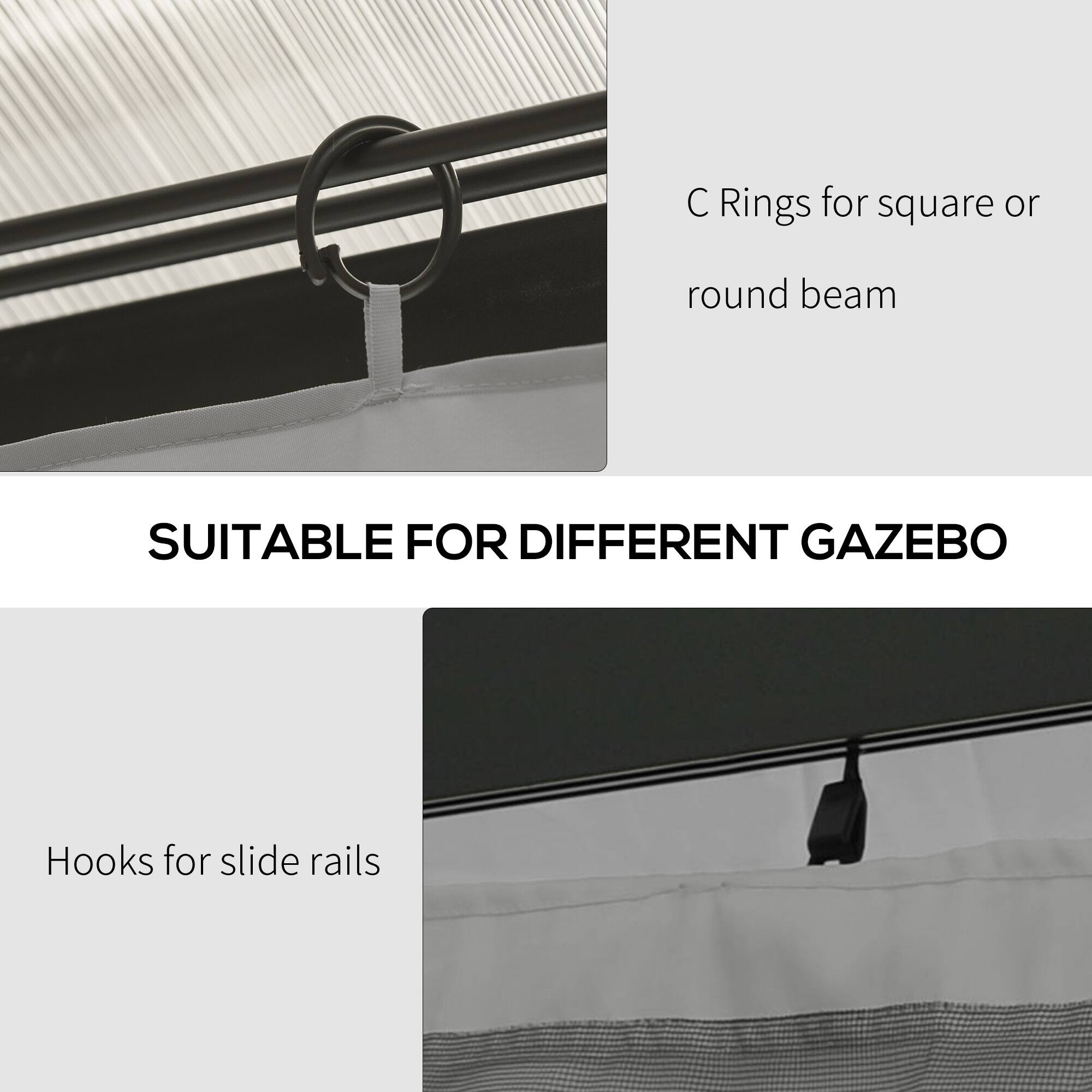 Rings for square or round beam, Hooks for slide rails, SUITABLE FOR DIFFERENT GAZEBO