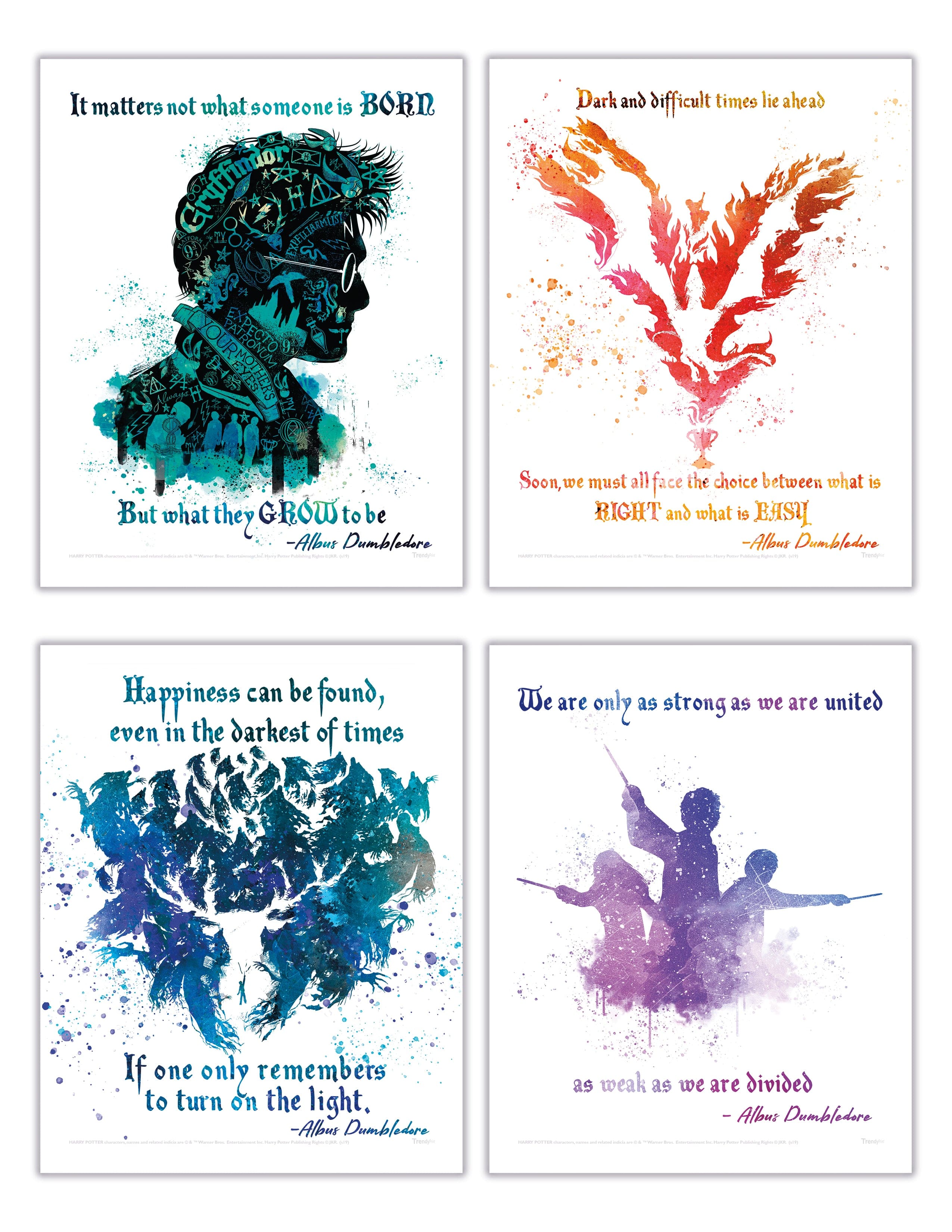 Trend Setters - Harry Potter (Watercolor Dumbledore Quotes) TrendyPrint™ Wall Art Set TP08100051 - Multicolor price history on PriceWatchPro