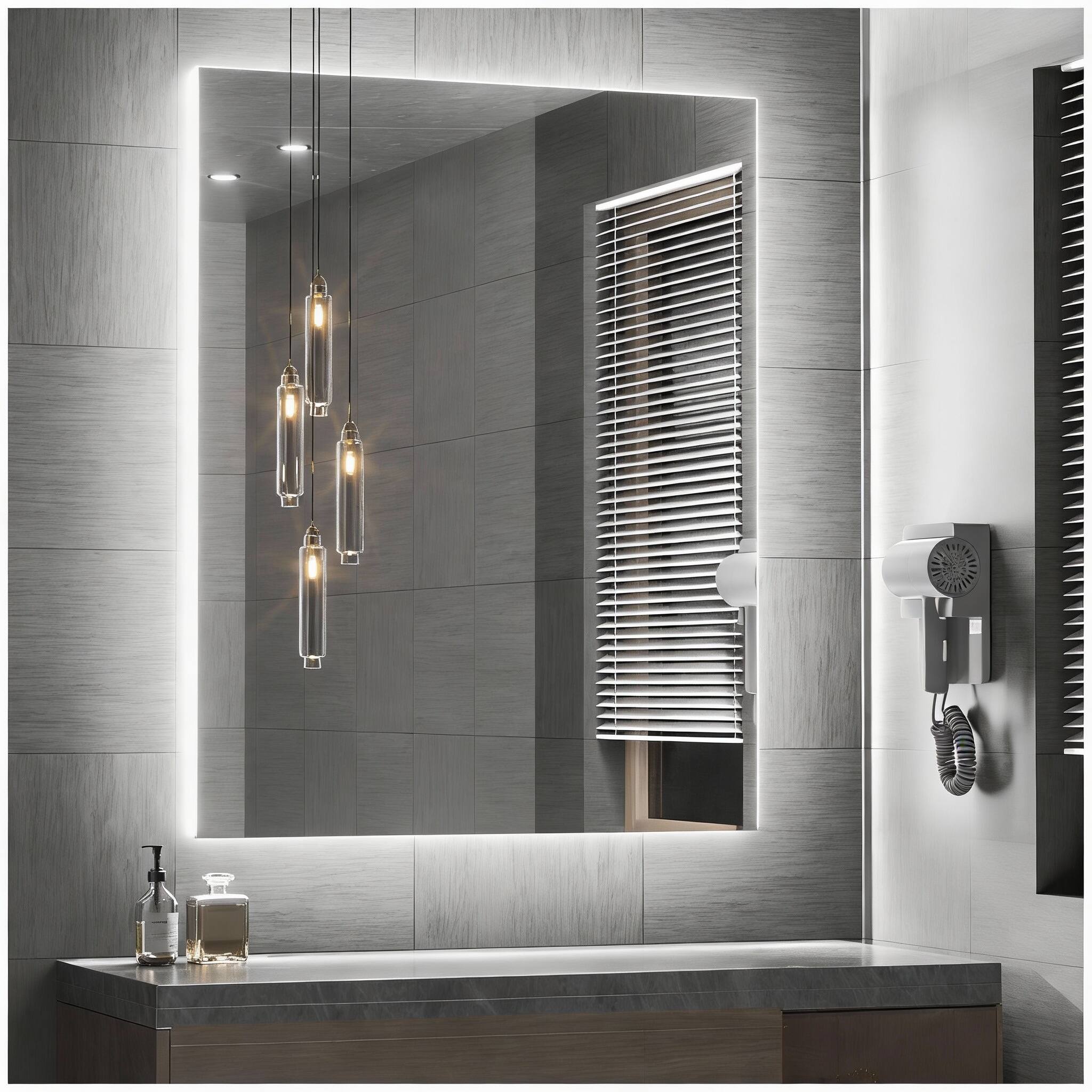 Front. OMOMMD - Backlit Mirror For Bathroom Anti fog Led Cri Hd Tempered Glass Stepless Dimmable Lighted High Lumen Ul List - 36"L x 28"W.