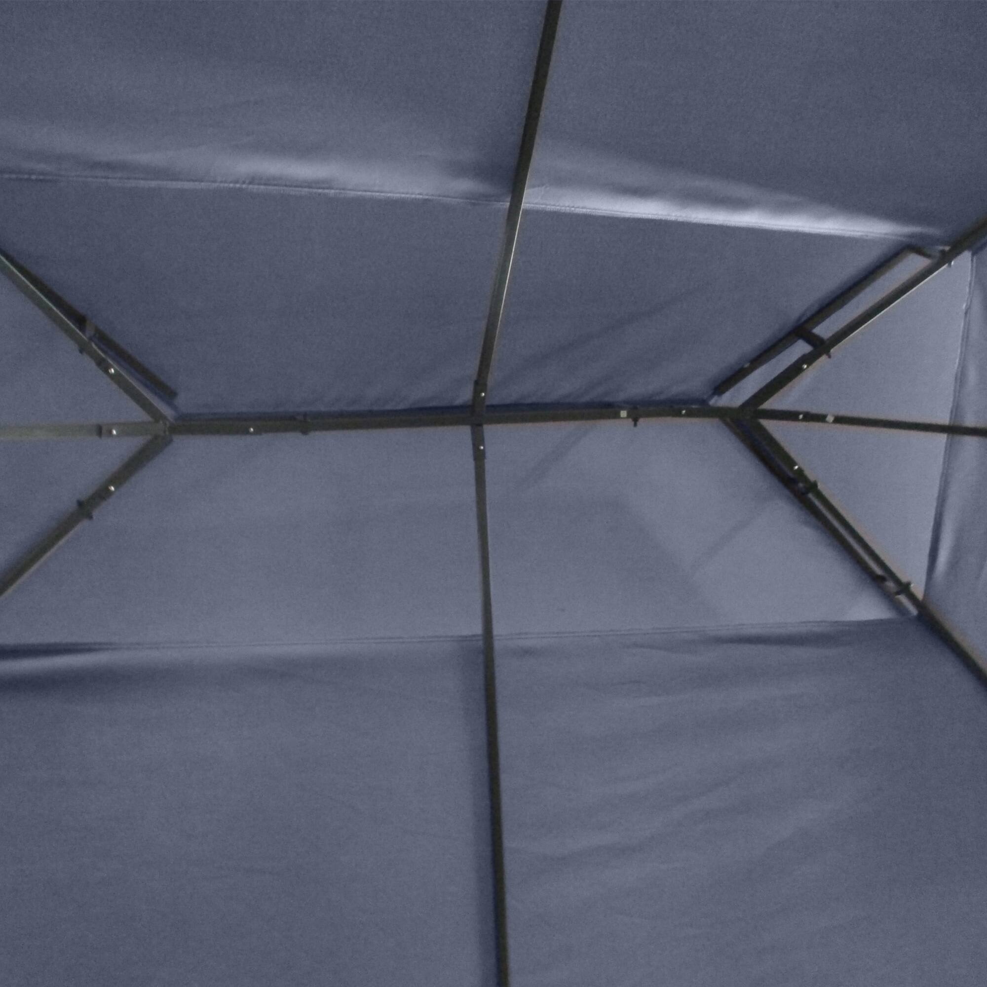 Alt View 5. Outsunny - 10' x 13' Patio Gazebo, Double Roof Outdoor Gazebo Canopy Shelter with Screen Decorate Corner Frame - Grey.