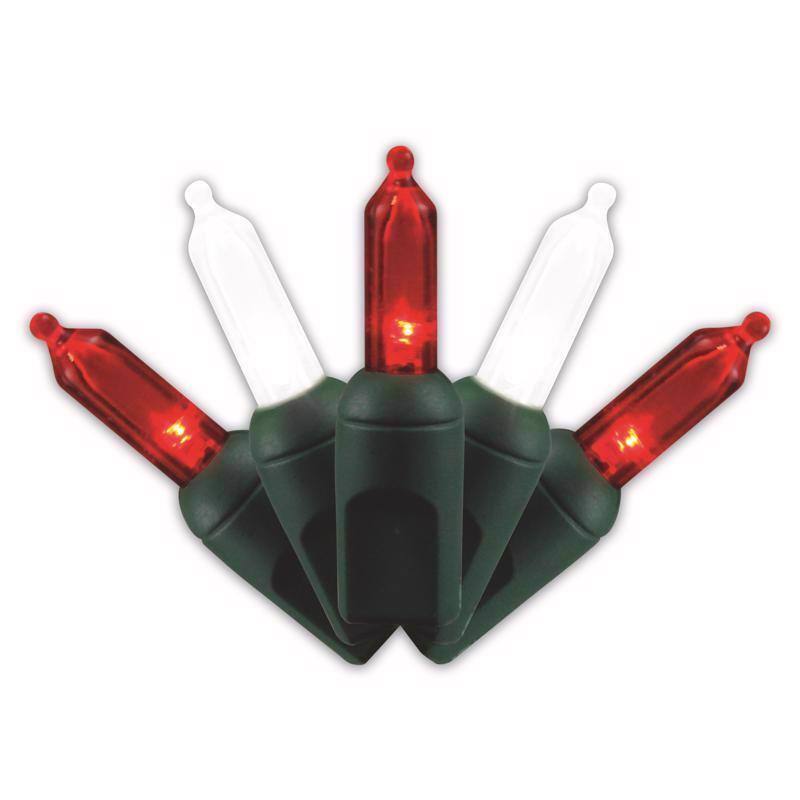 Front. Celebrations - Platinum LED T5 Red/White 50 ct String Christmas Lights 25 ft. - Red|White.