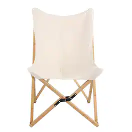 AmeriHome - Canvas and Bamboo Butterfly Chair - White
