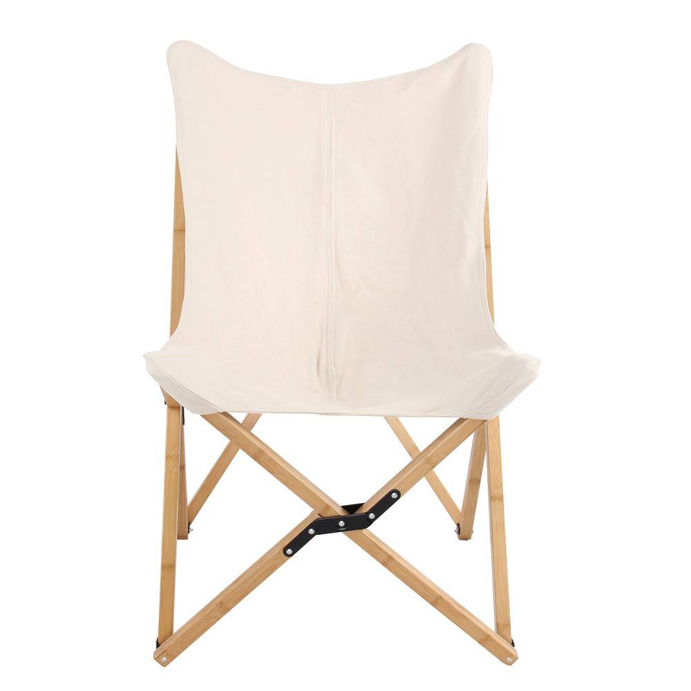 Front. AmeriHome - AmeriHome Canvas and Bamboo Butterfly Chair - White - White.