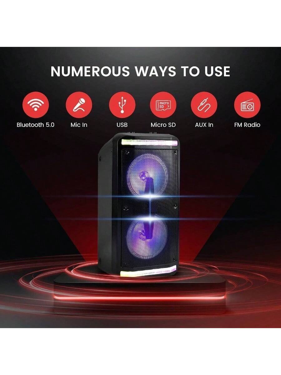 NUMEROUS WAYS TO USE

- Bluetooth 5.0
- Mic In
- USB
- Micro SD
- AUX In
- FM Radio