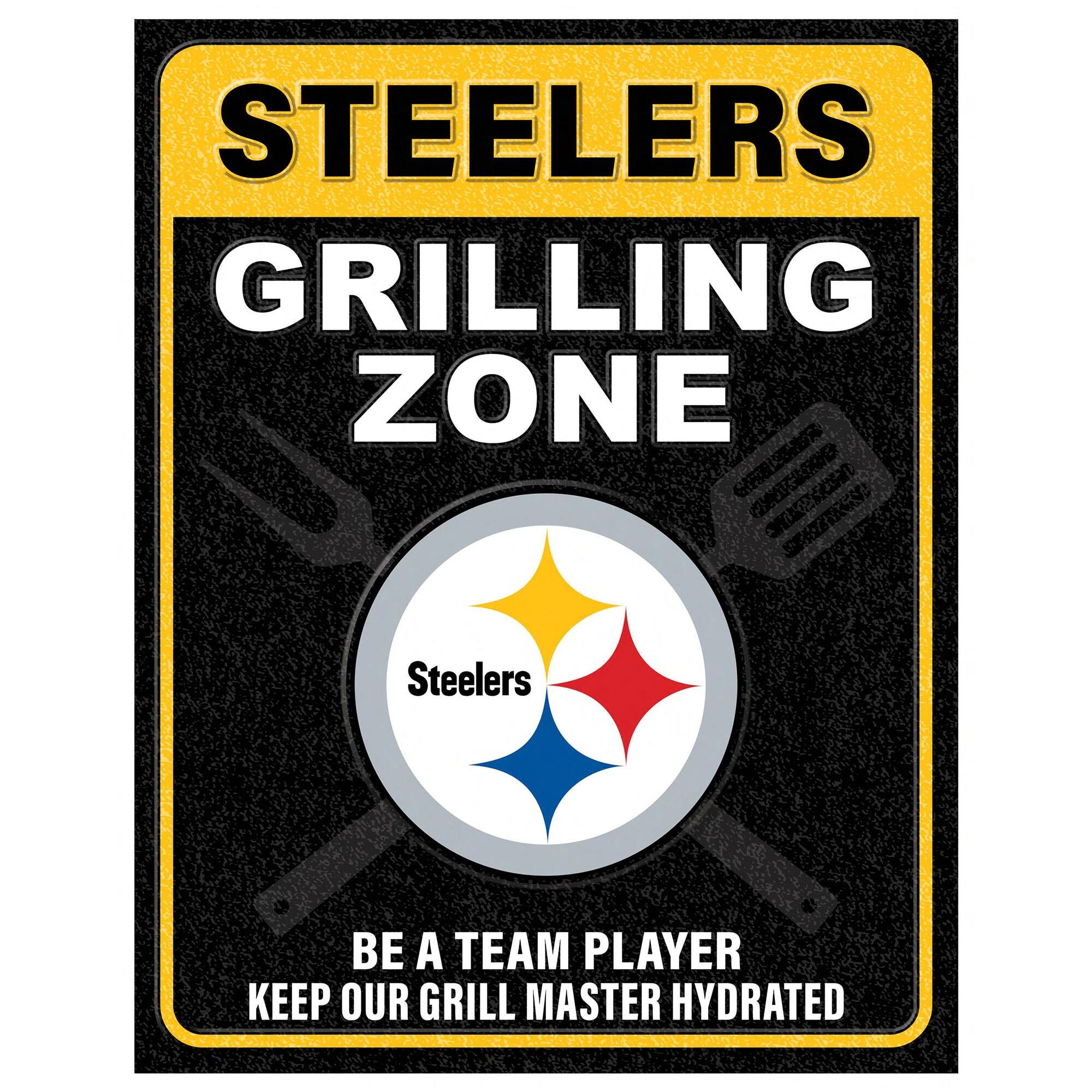 Pittsburgh Steelers 13" x 20" Grill Zone Metal Sign