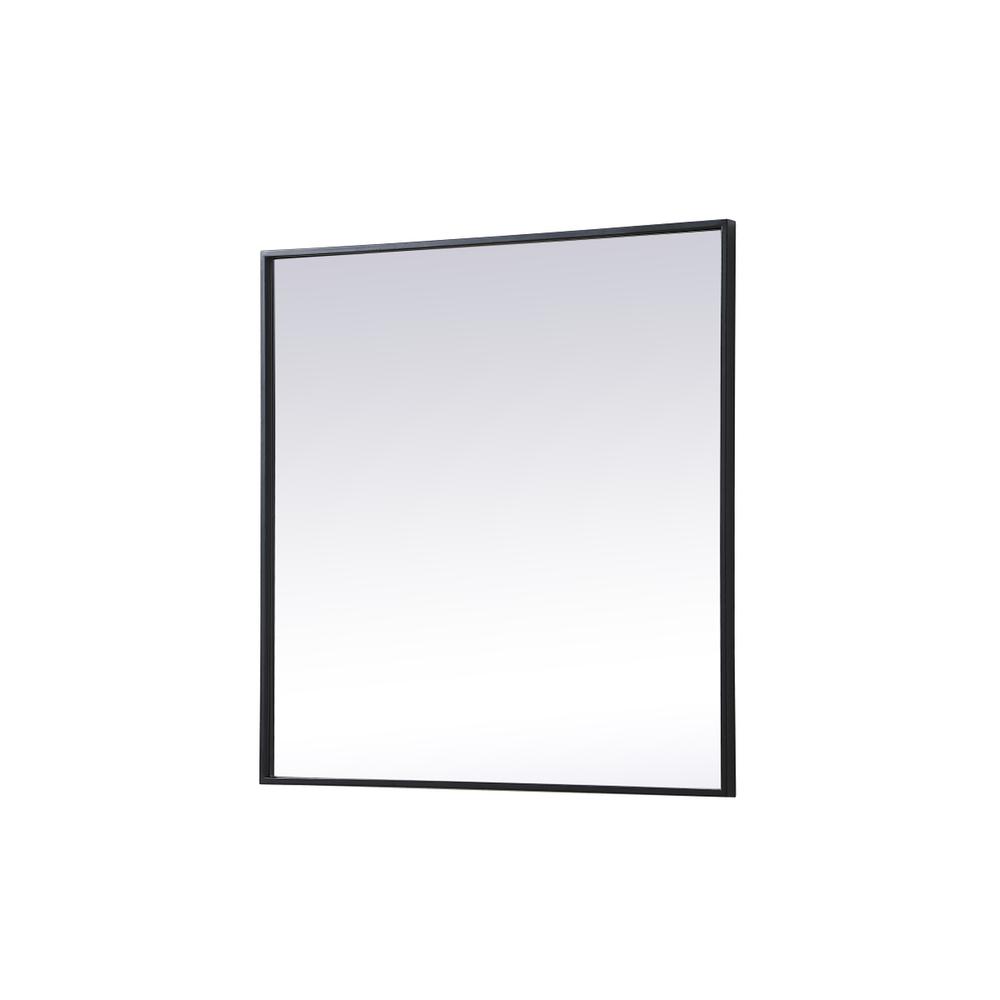 Left. Elegant Decor - Metal Frame Square Mirror 30 inch in Black - Black.