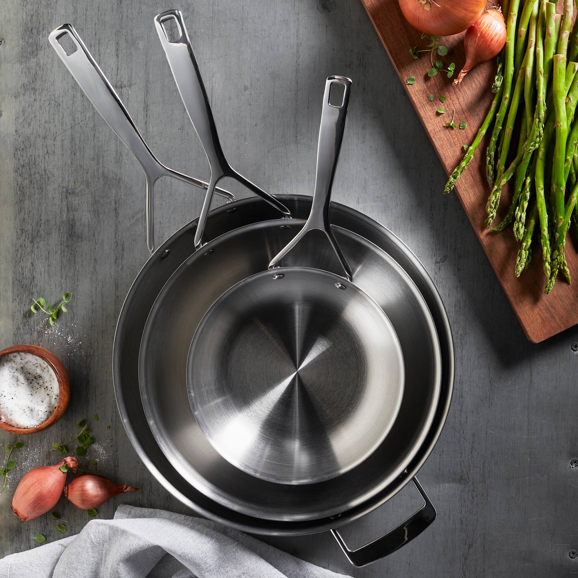 Alt View 4. Demeyere - Demeyere Essential 5-ply 12.5-inch Stainless Steel Fry Pan with Lid - Stainless Steel.