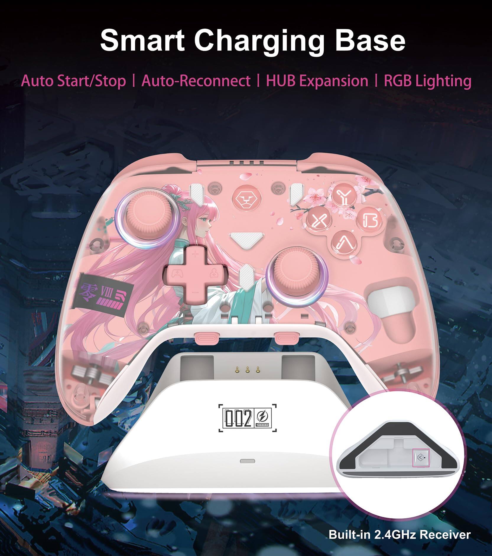Smart Charging Base  
Auto Start/Stop | Auto-Reconnect | HUB Expansion | RGB Lighting  
Built-in 2.4GHz Receiver