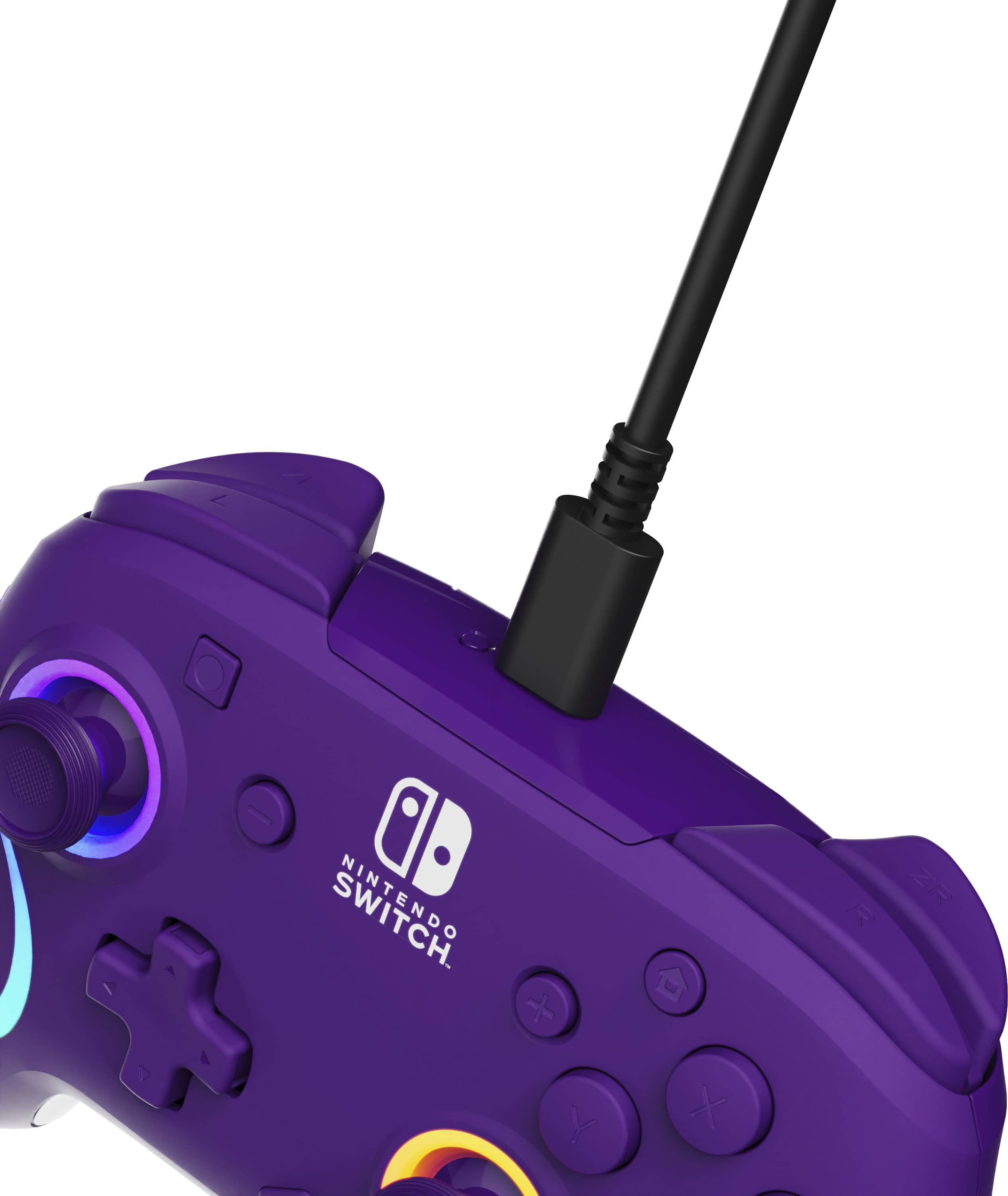 Alt View 21. PDP - Afterglow Wave Wireless RGB Gaming Controller for Nintendo Switch, Nintendo Switch 2 - Purple.