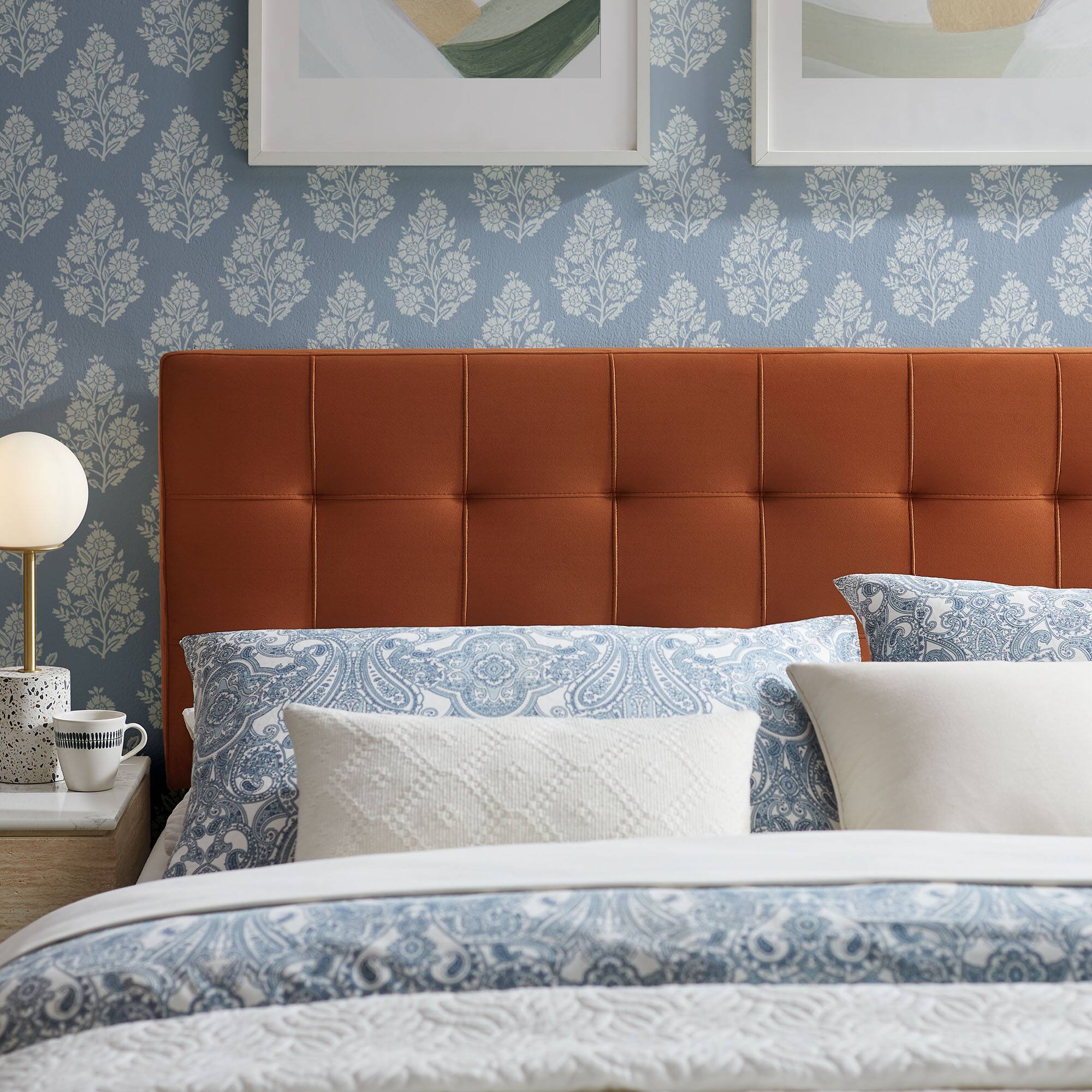 Alt View 1. Modway - Lily Biscuit Tufted Performance Velvet Headboard by Modway - Rust.