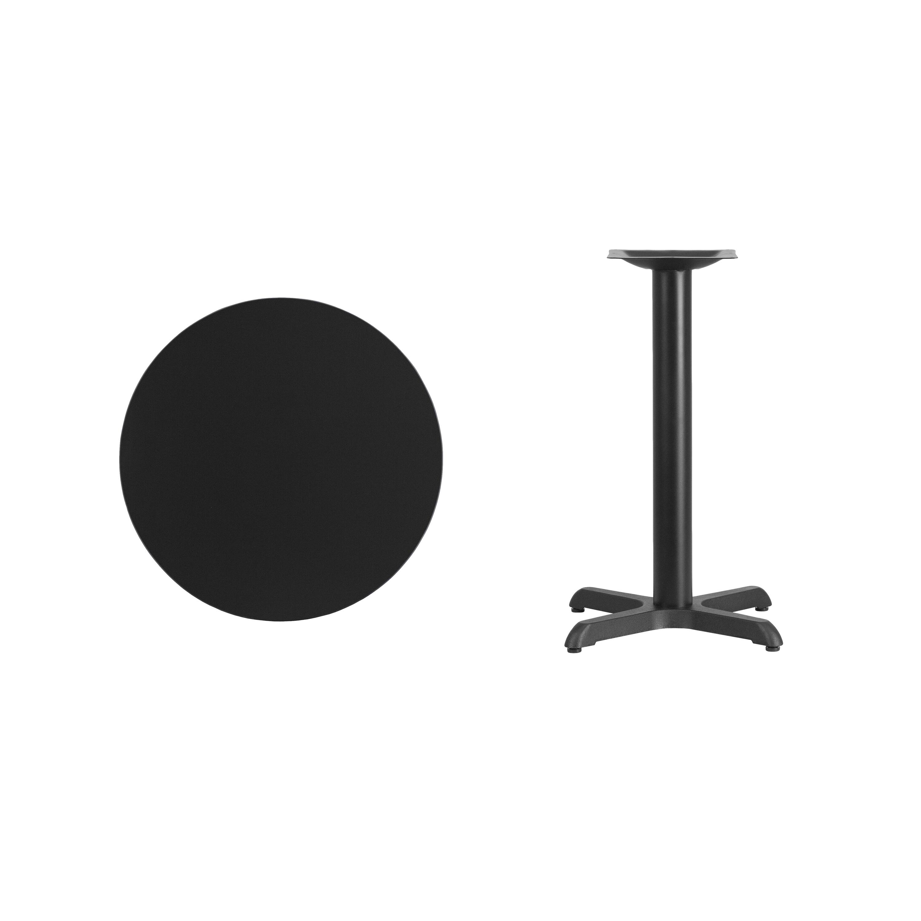 Alt View 2. Emma + Oliver - 24" Round Laminate Table Top with 22"x22" Table Height Base - Black.