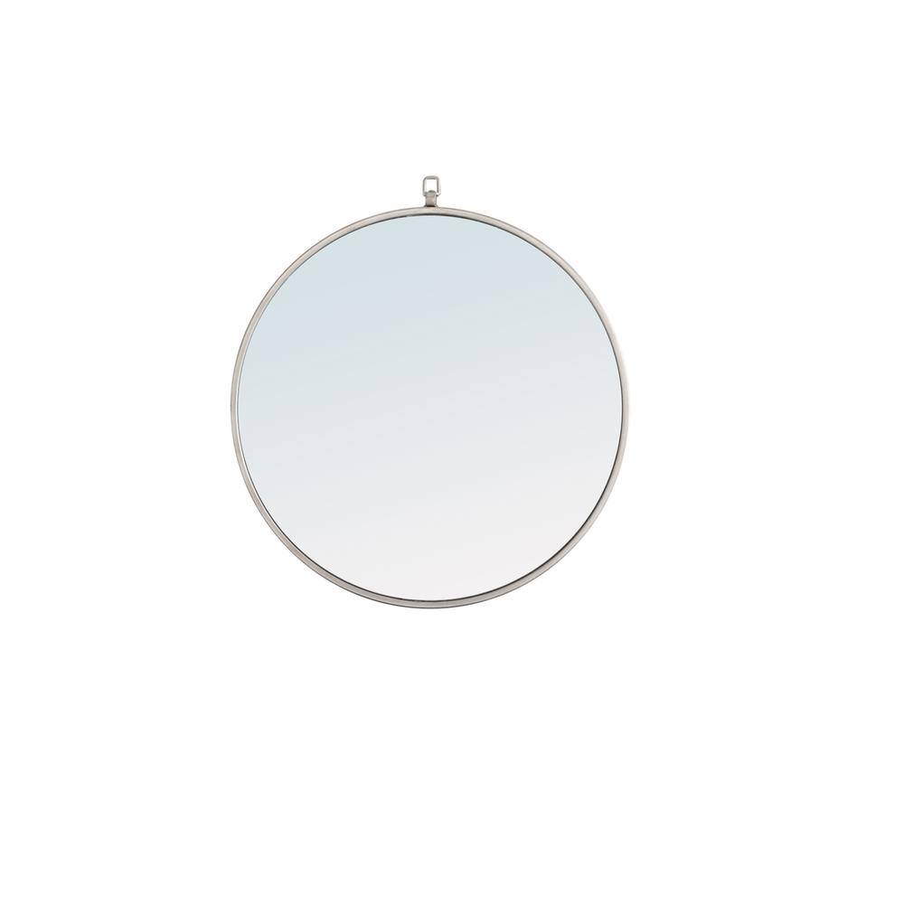 Alt View 6. Elegant Decor - Metal frame Round Mirror with decorative hook 24 inch Silver finish - Silver.