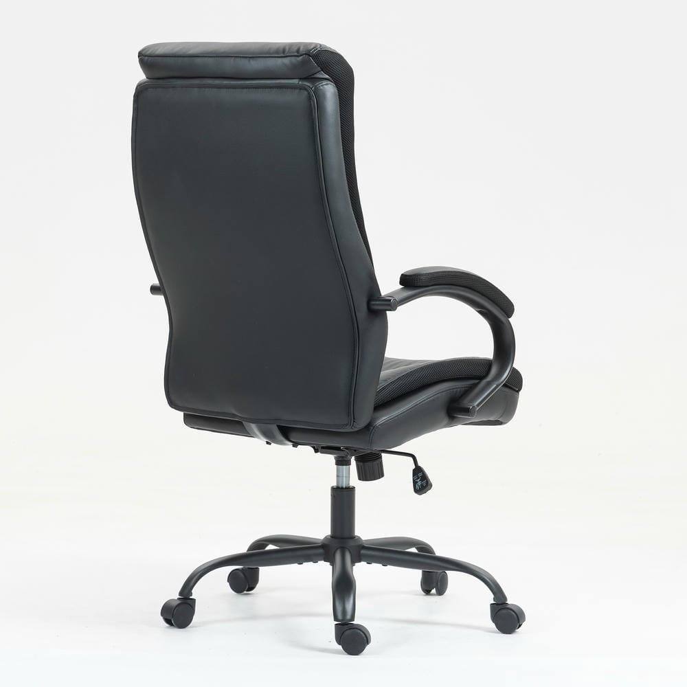Angle. Kadyn - High Back PU Leather Office Chair, Ergonomic S-Curve Support, Adjustable Height, Executive Desk Chair, Black - Black.