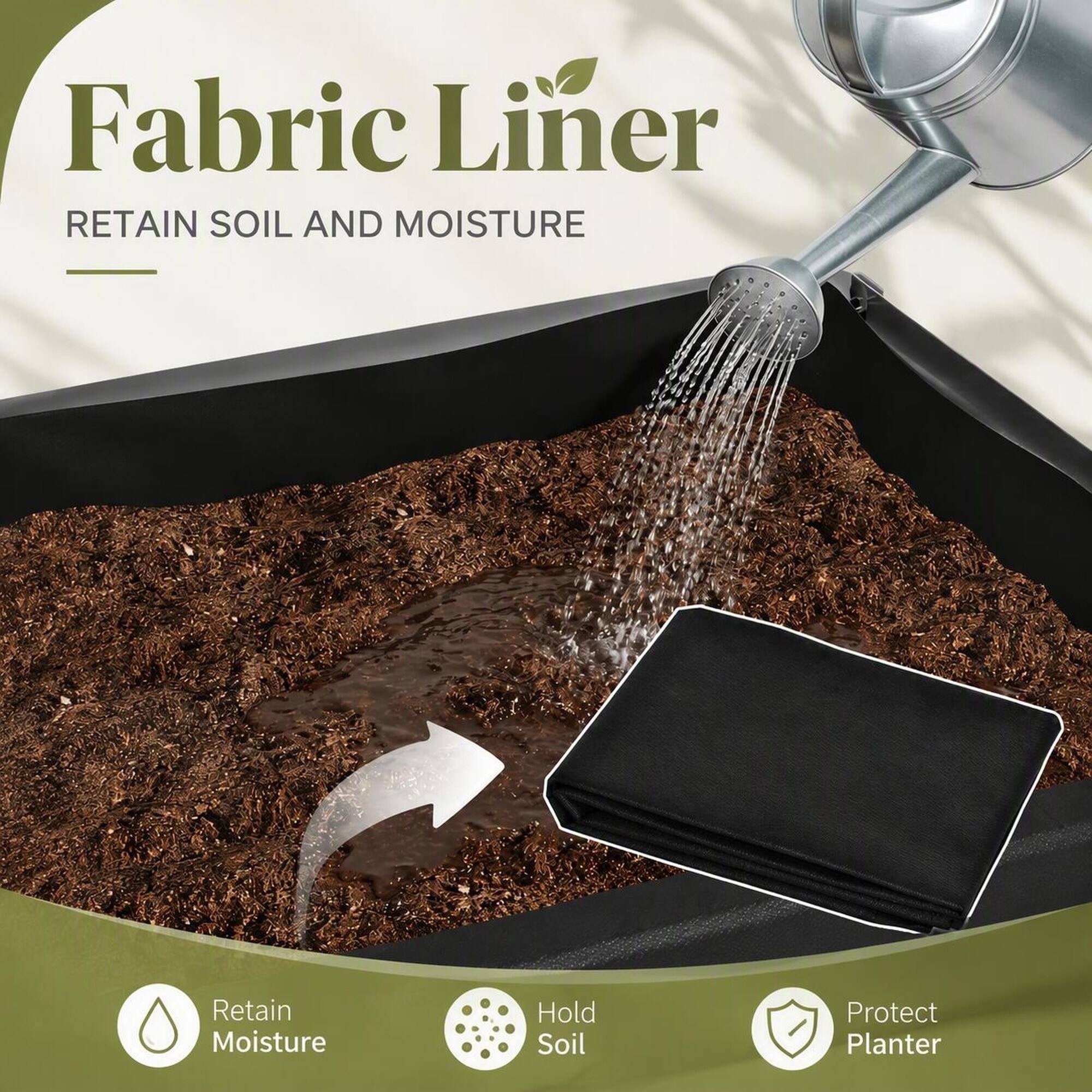 Fabric Liner RETAIN SOIL AND MOISTURE

Retain Moisture
Hold Soil
Protect Planter