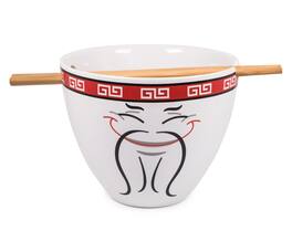 Toynk - Bowl Bop Food Man Chew Japanese Dinnerware Set | 16-Ounce Ramen Bowl, Chopsticks - White