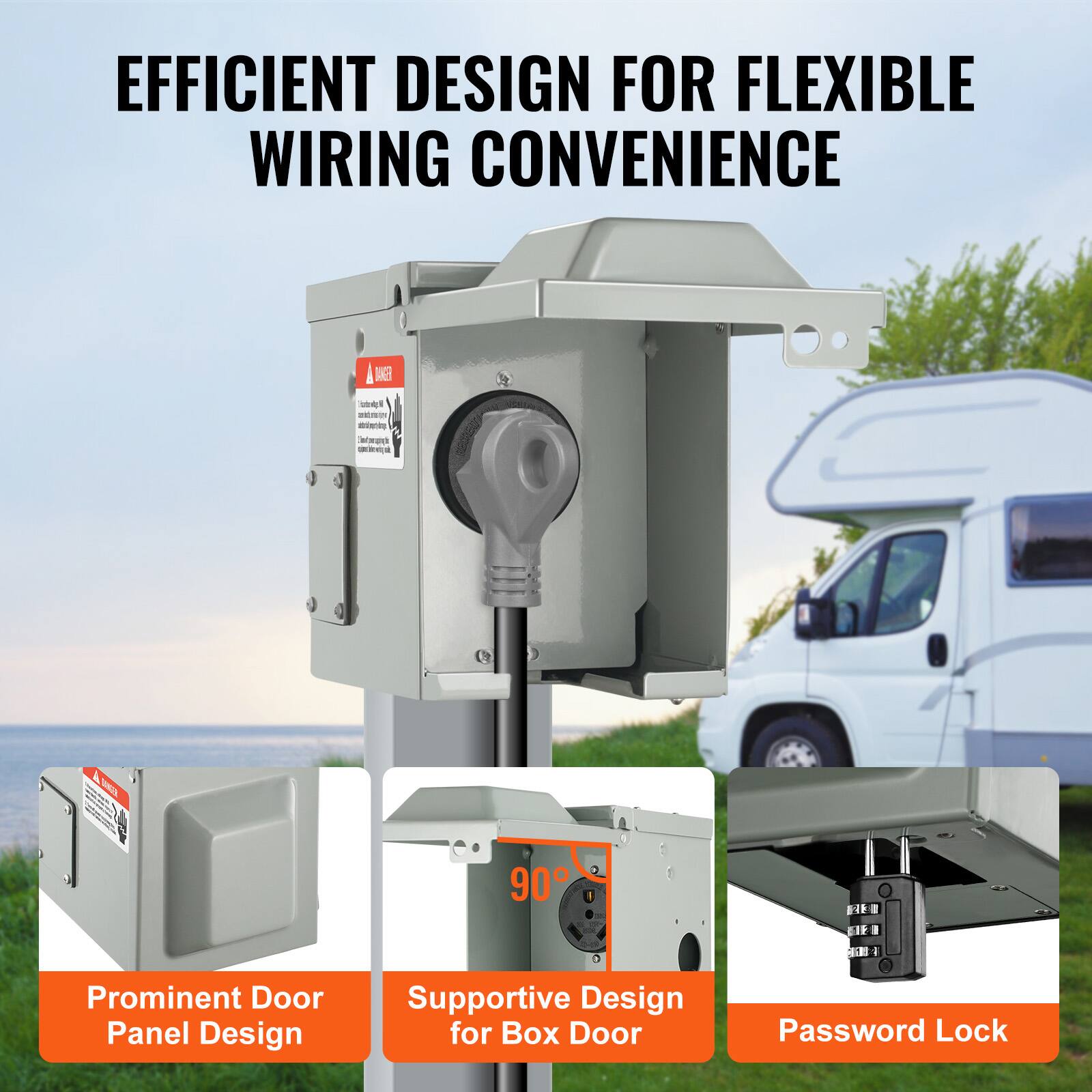 EFFICIENT DESIGN FOR FLEXIBLE WIRING CONVENIENCE

- Prominent Door Panel Design
- Supportive Design for Box Door
- Password Lock