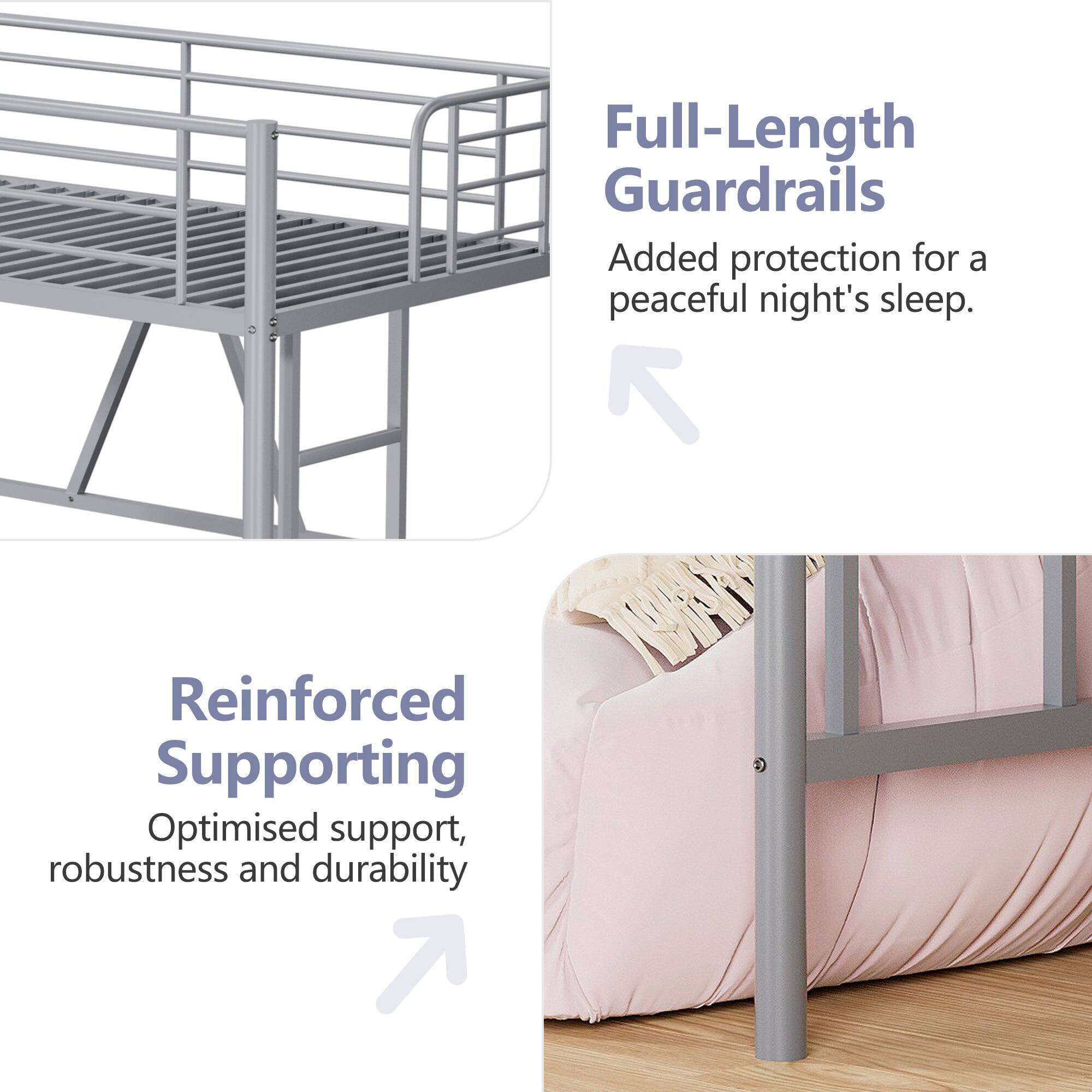 Full-Length Guardrails  
Added protection for a peaceful night's sleep.

Reinforced Supporting  
Optimised support, robustness and durability