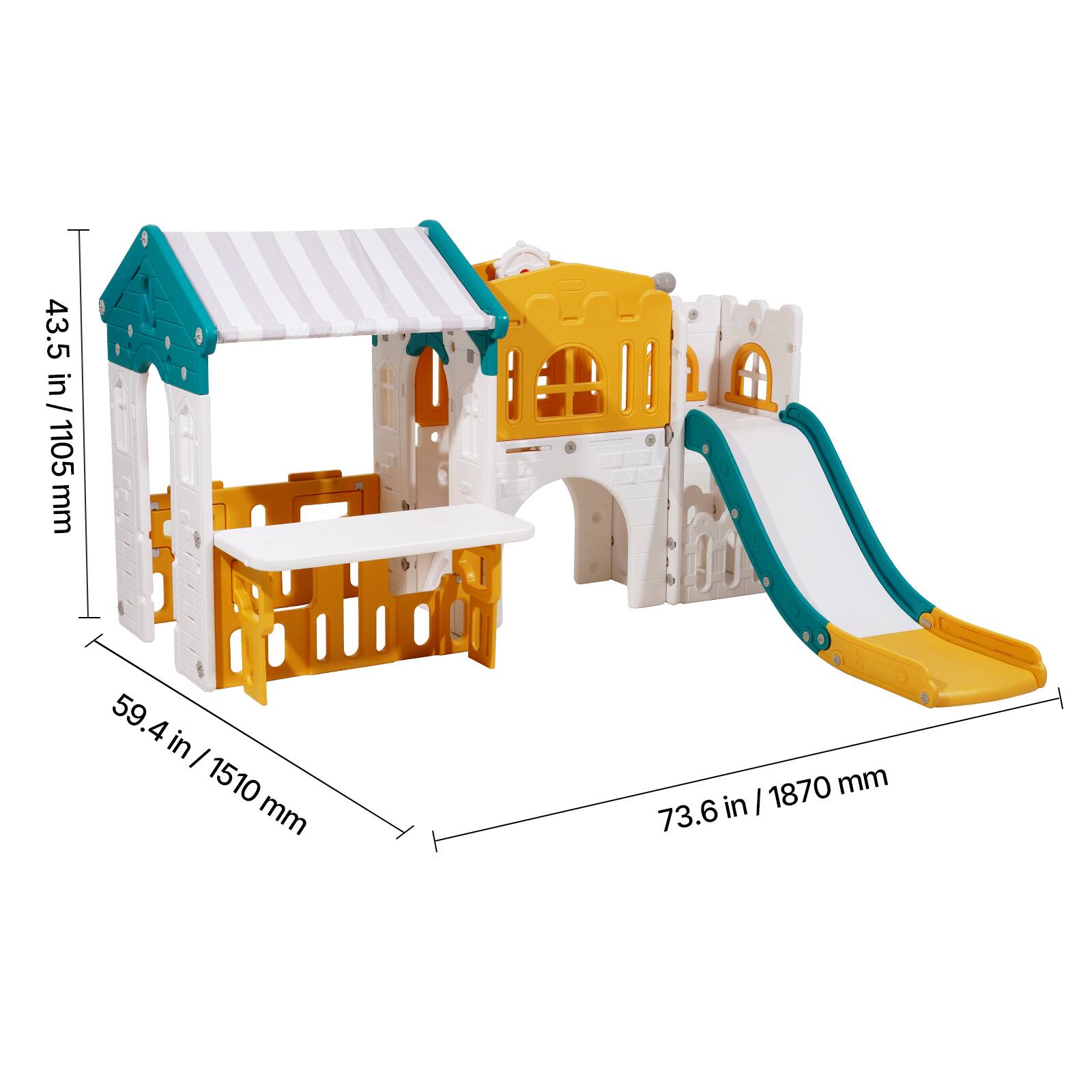 43.5 in | 1105 mm  
59.4 in | 1510 mm  
73.6 in | 1870 mm