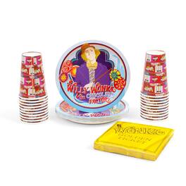 Silver Buffalo - Willy Wonka & The Chocolate Factory Golden Ticket 60-Piece Party Tableware Set - Multi-Colored