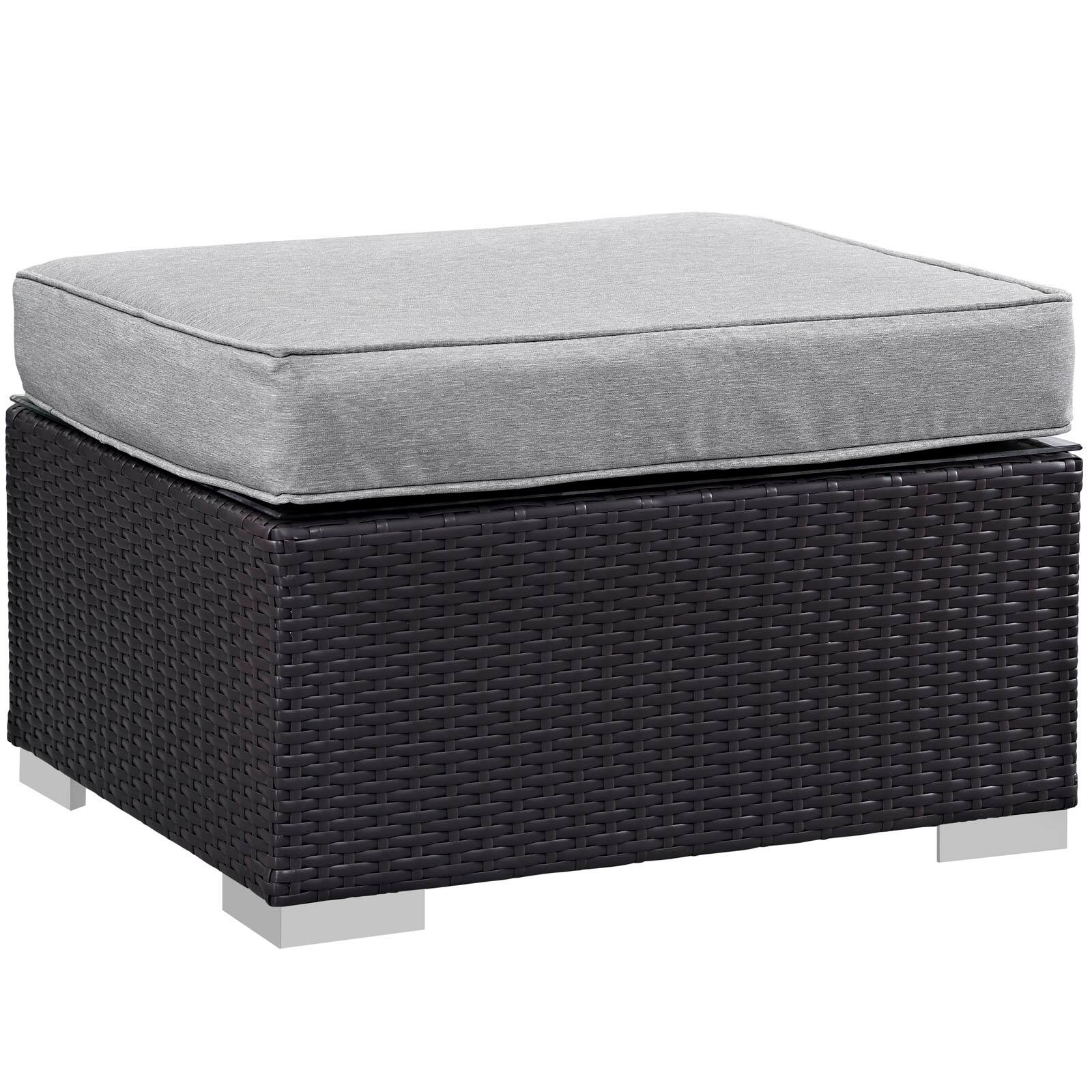 Front. Modway - Gather Outdoor Patio Ottoman by Modway - Espresso Gray.