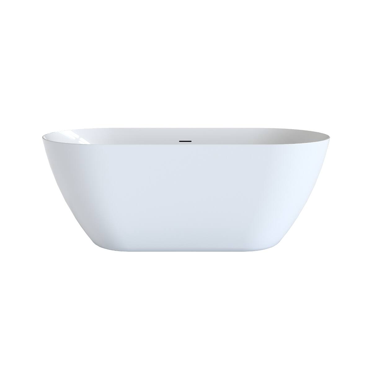 Alt View 8. Loheer - Loheer 55 Inch Acrylic Freestanding Bathtub Oval Deep Soaking Tub with Pop Up Drain and Integrated Overflow - Glossy White.