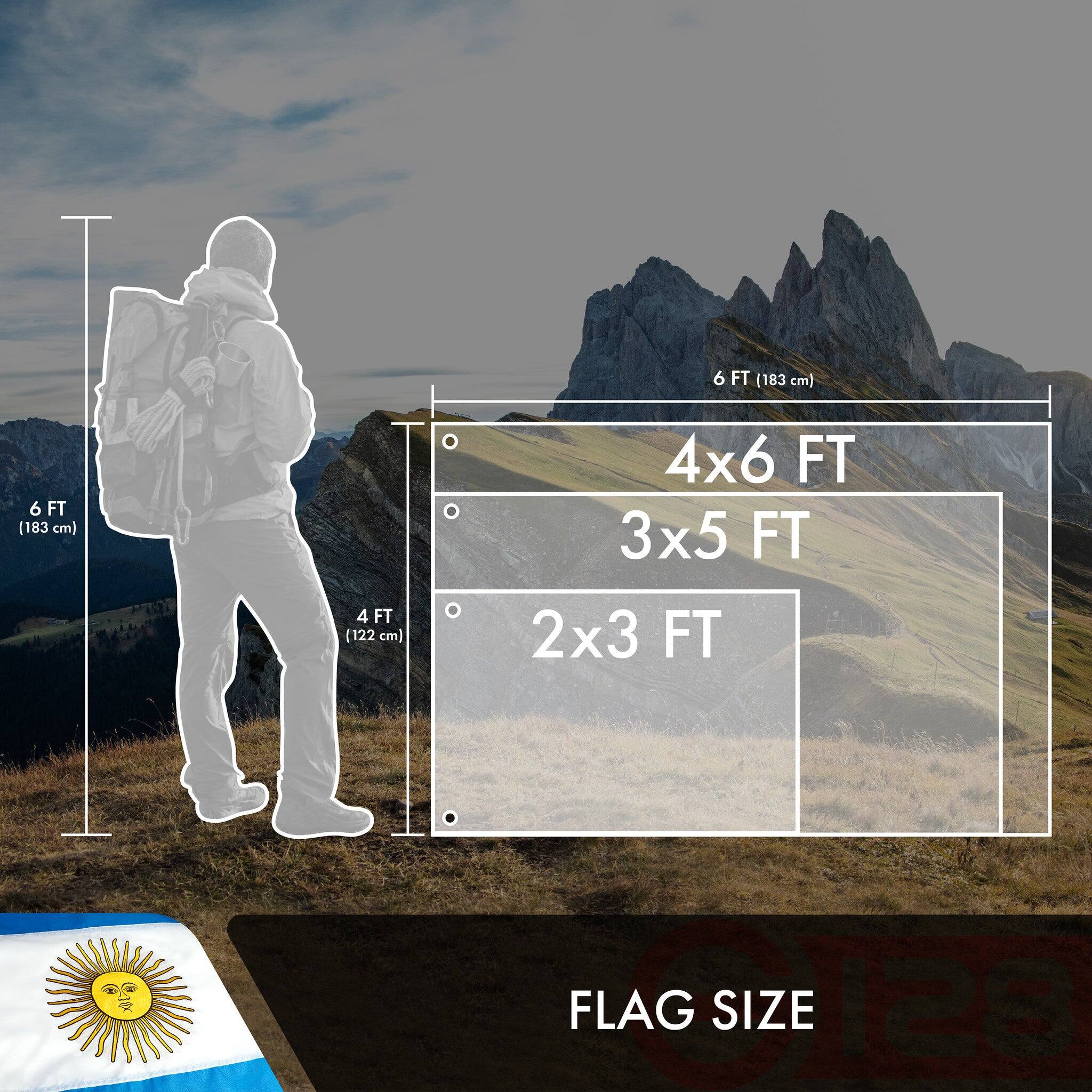 6 FT (183 cm)  
4 FT (122 cm)  
4x6 FT  
3x5 FT  
2x3 FT  
FLAG SIZE