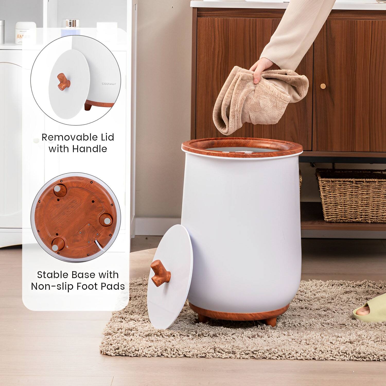 LN CISTuAr Removable Lid with Handle Stable Base with Non-slip Foot Pads