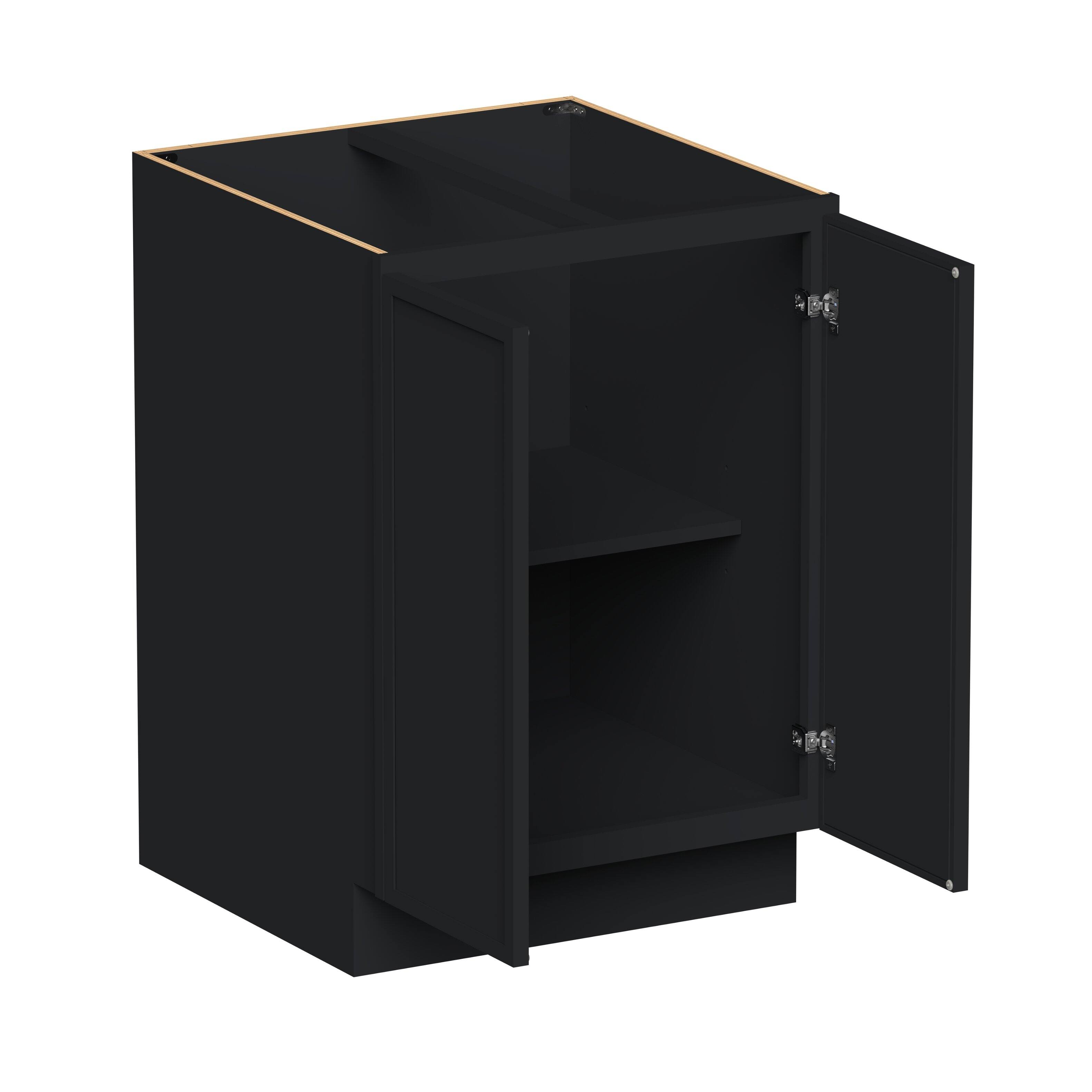 Angle. Boyel Living - 24-in W x 34.5-in H x 24-in D Shaker RTA Kitchen Full Height Door Base Cabinet with Soft-Close - Black.