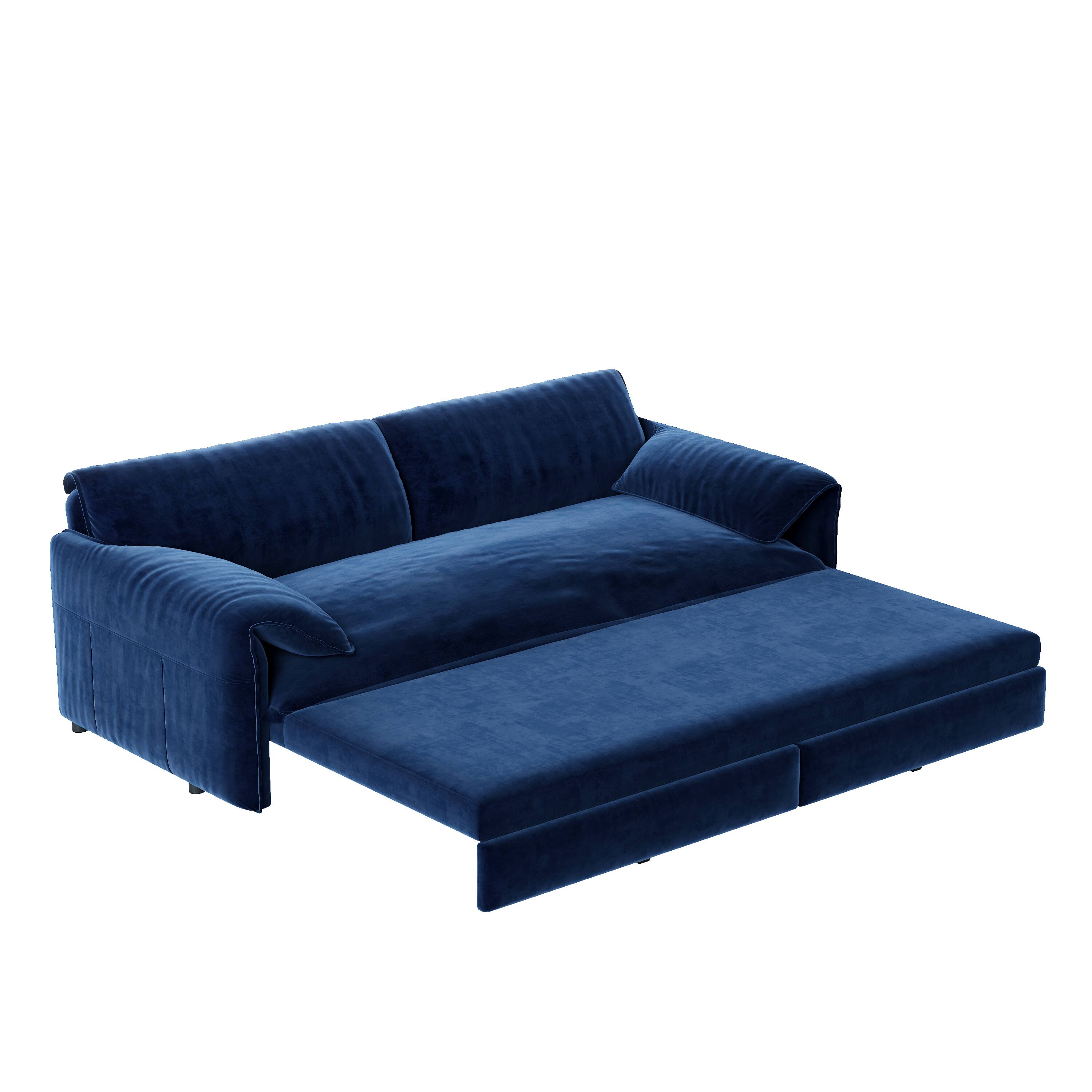 Alt View 8. Tiramisubest - Queen Pull Out Sofa Bed,3-in-1 Convertible Sleeper Sofa with Side Storage,Velvet Loveseat for Living Room,Office,Blue - Blue.