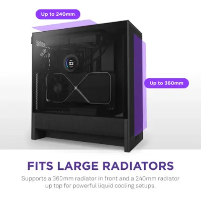 NZXT - H5 Flow 2024 Compact ATX Mid-Tower Airflow PC Case - Black